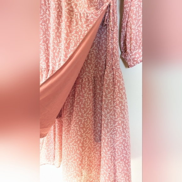 Lapis & Lillies Women’s Boho Wrap Dress, Tiered Floral Print Modest, Cottagecore - Picture 6 of 9